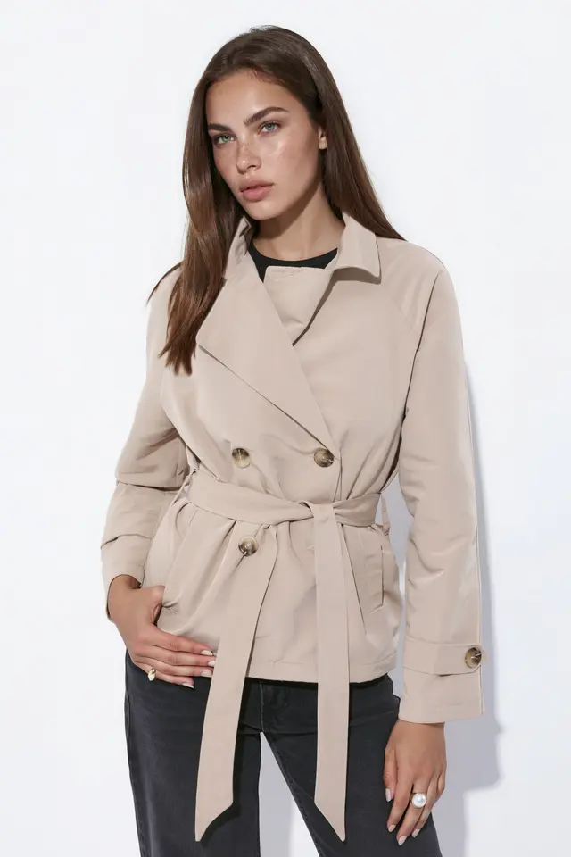 Belted Flowy Short Trench Coat