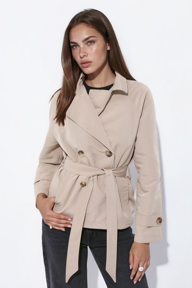 Belted Flowy Short Trench Coat