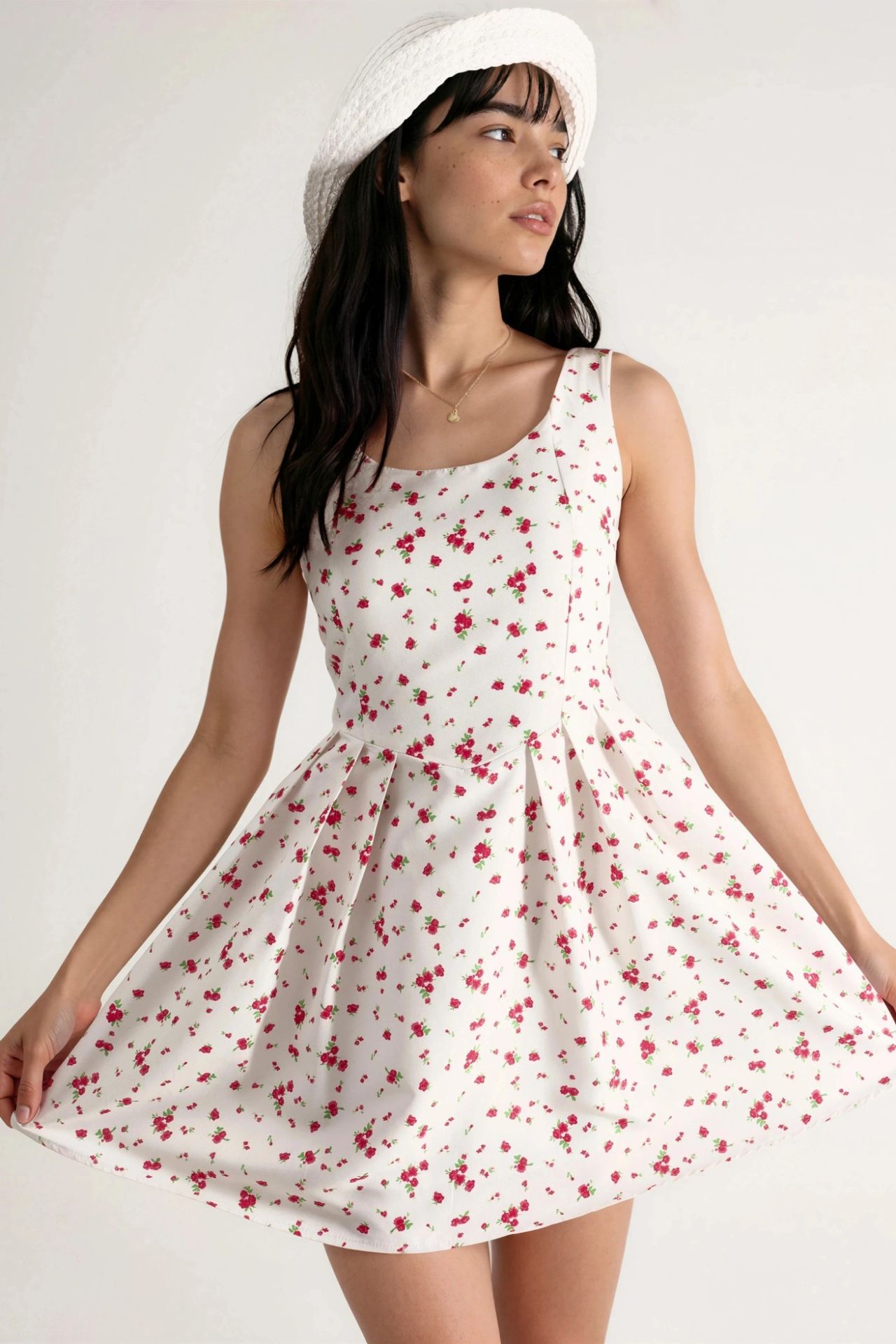 BUSEM Floral U Collar Mini Skater Dress 1