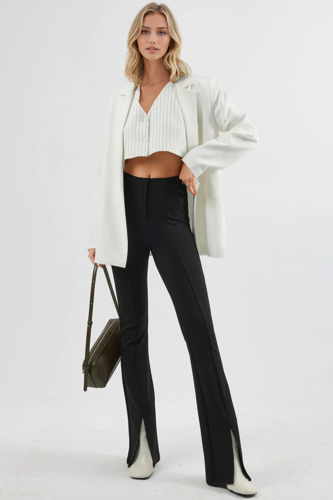 BUSEM High Waist Slit Detailed Flare Leggings 4
