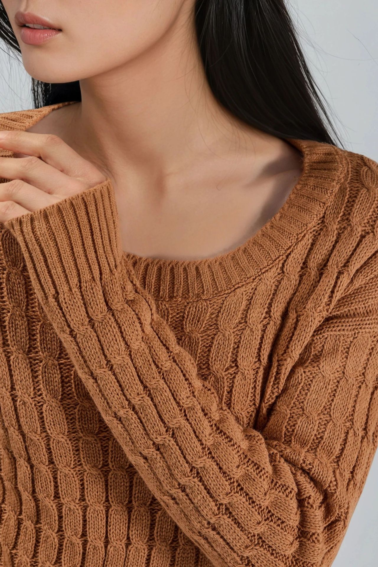 MY FASHION Boat Neck Cable Knit Sweater 6