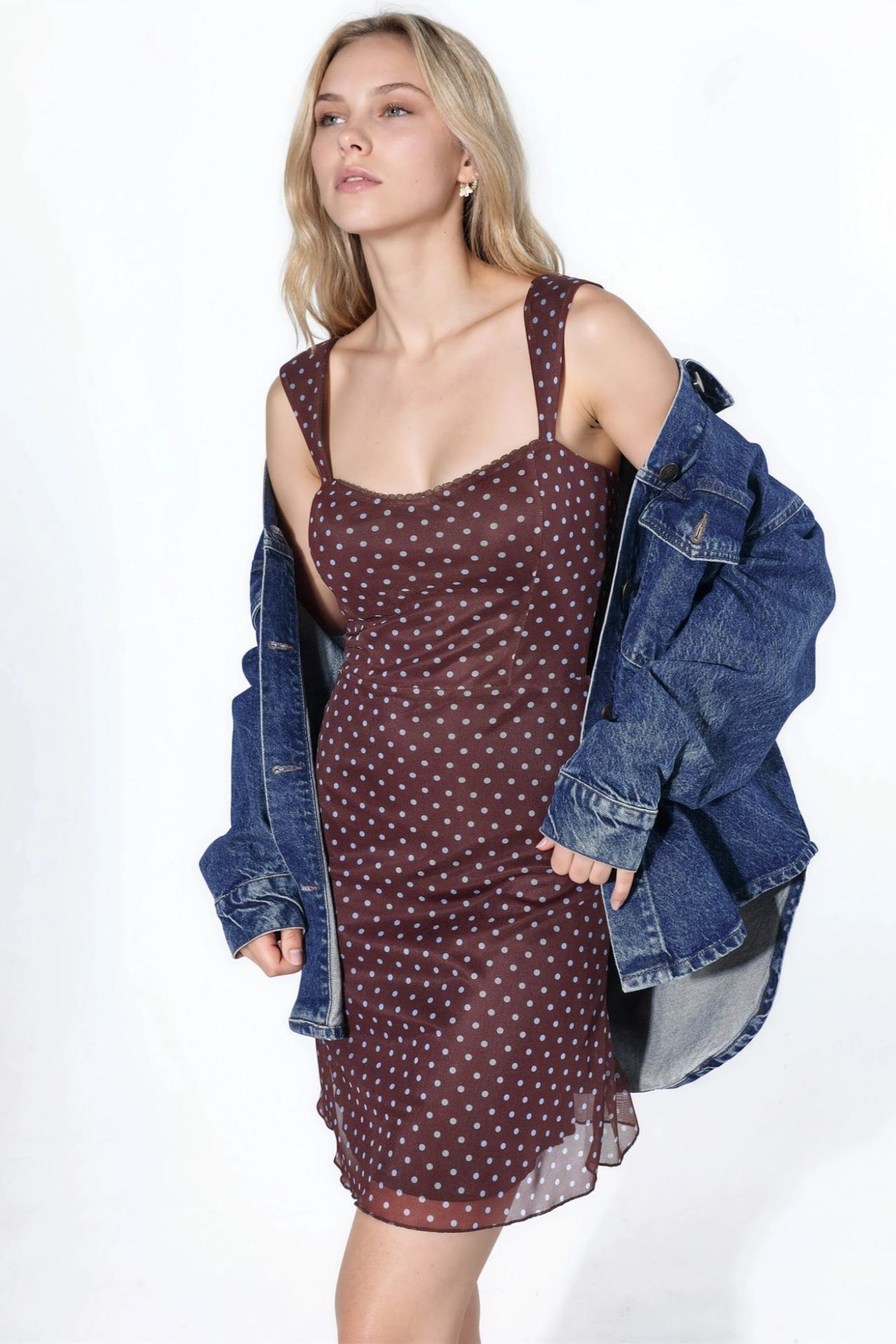 Polka Dot Mini Tulle Dress with Heart Collar 4