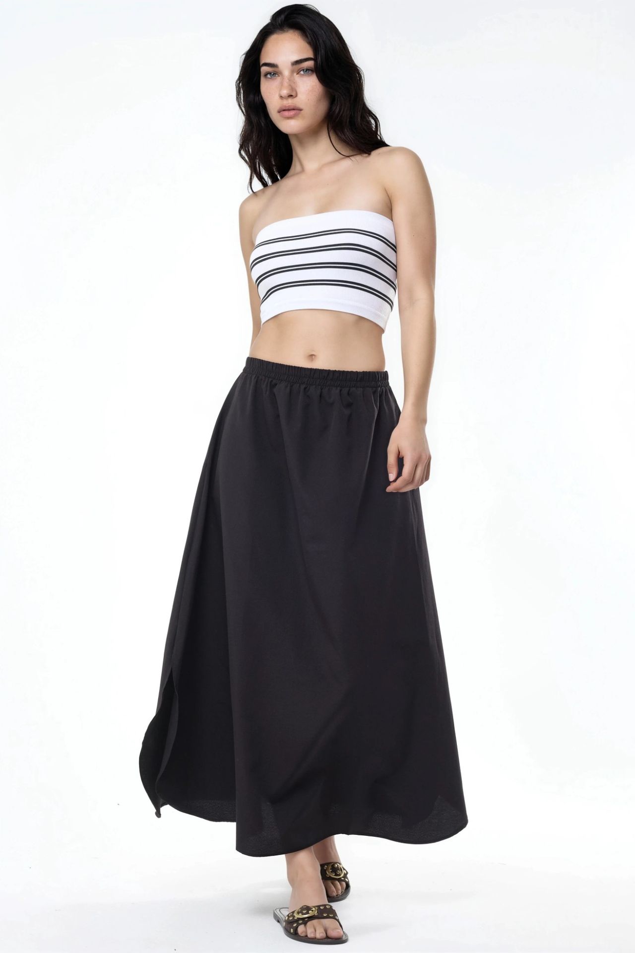 BUSEM High Waist Midi A-Line Skirt 3