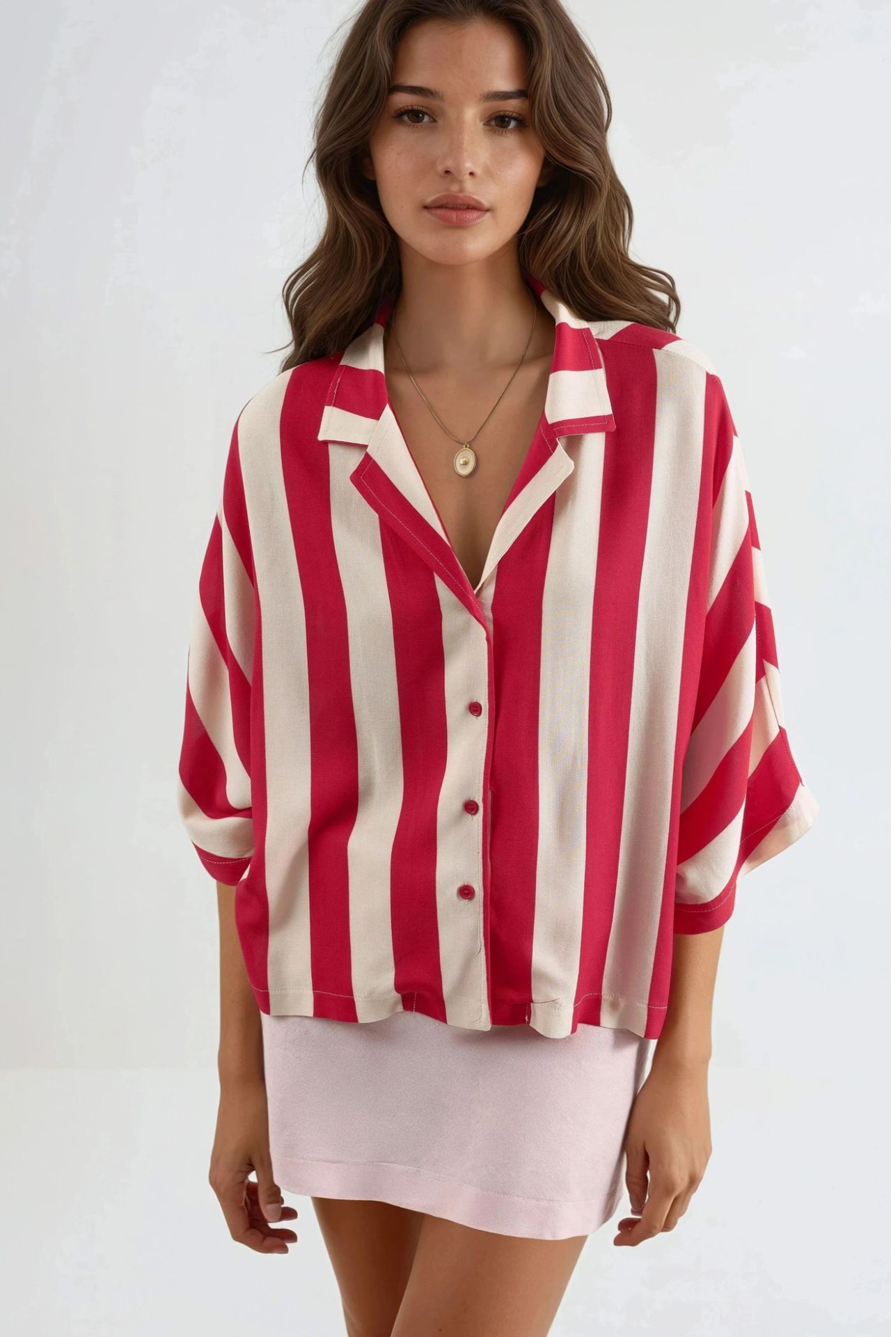 BUSEM Relaxed Fit Striped Button-Up Shirt 8