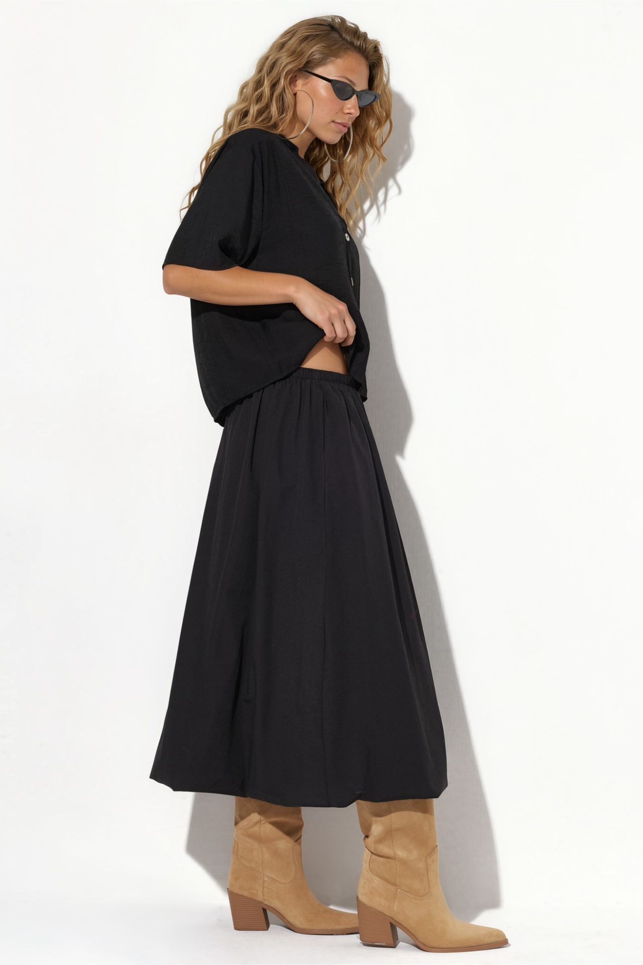 BUSEM High-Waist A-Line Midi Skirt 4