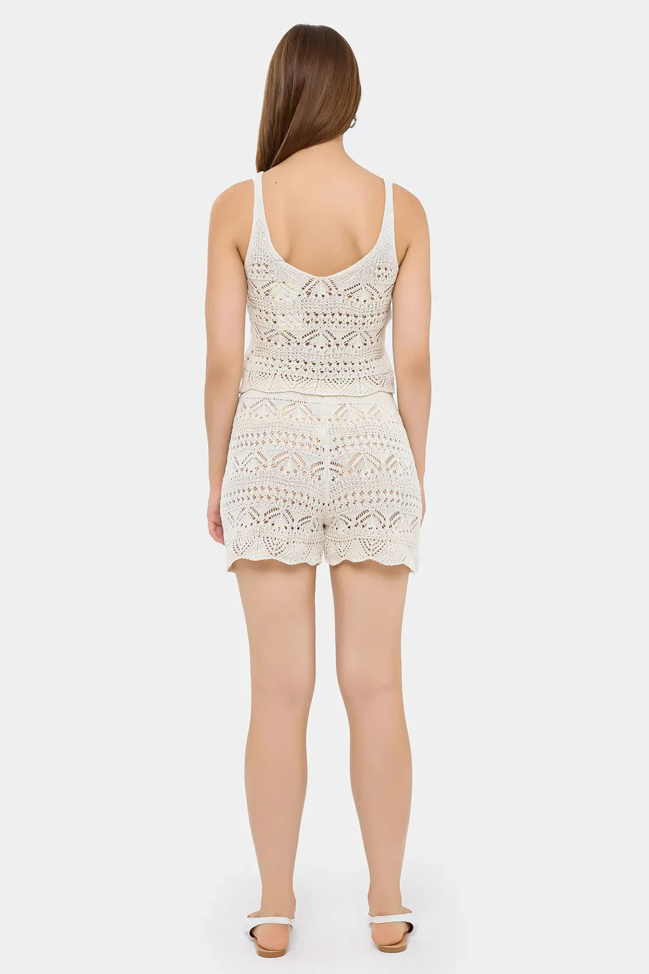 Crochet Knitted Sleeveless High-Waist Coords