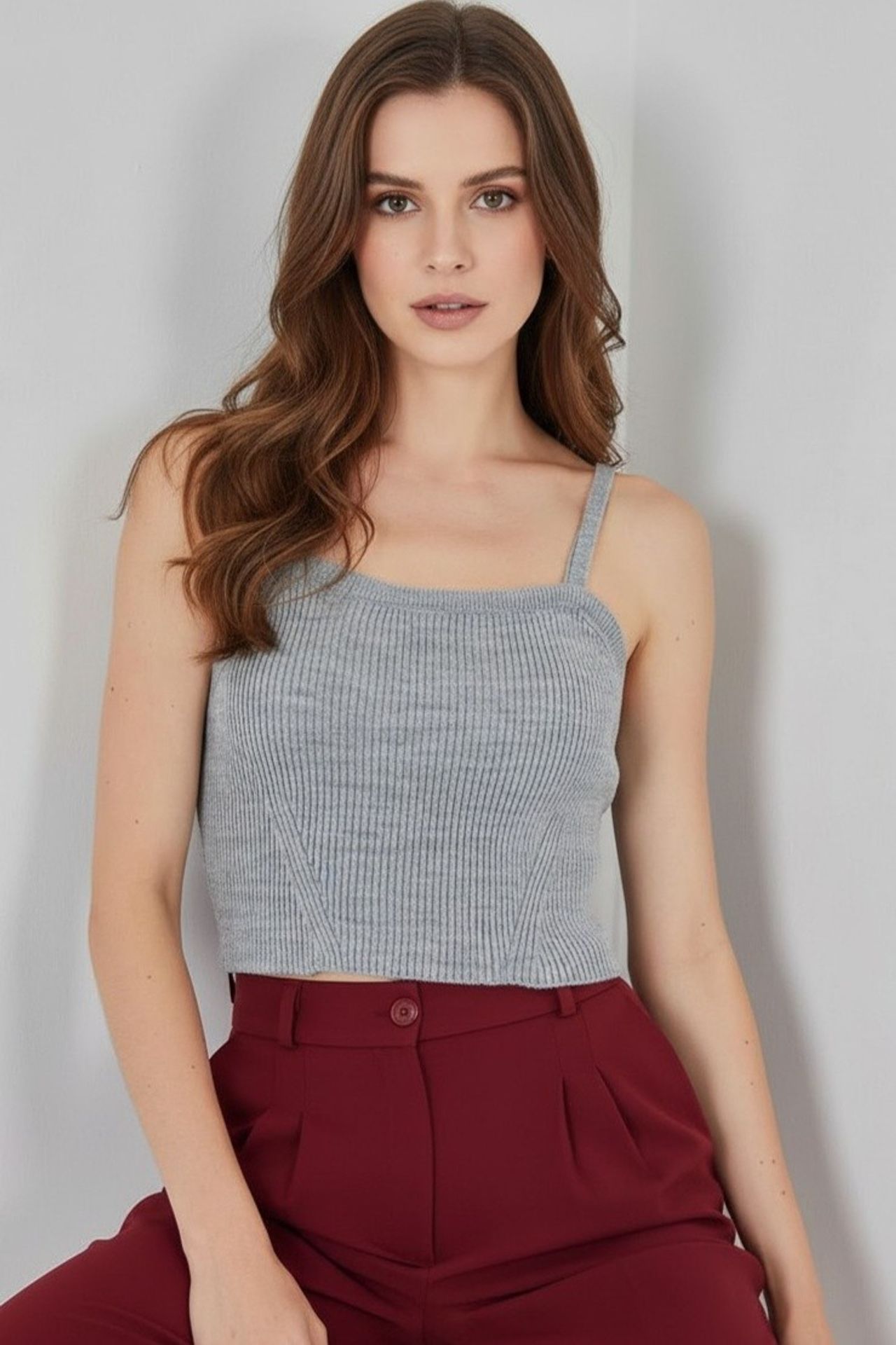 BDART Square Collar Ribbed Knit Crop Top 4