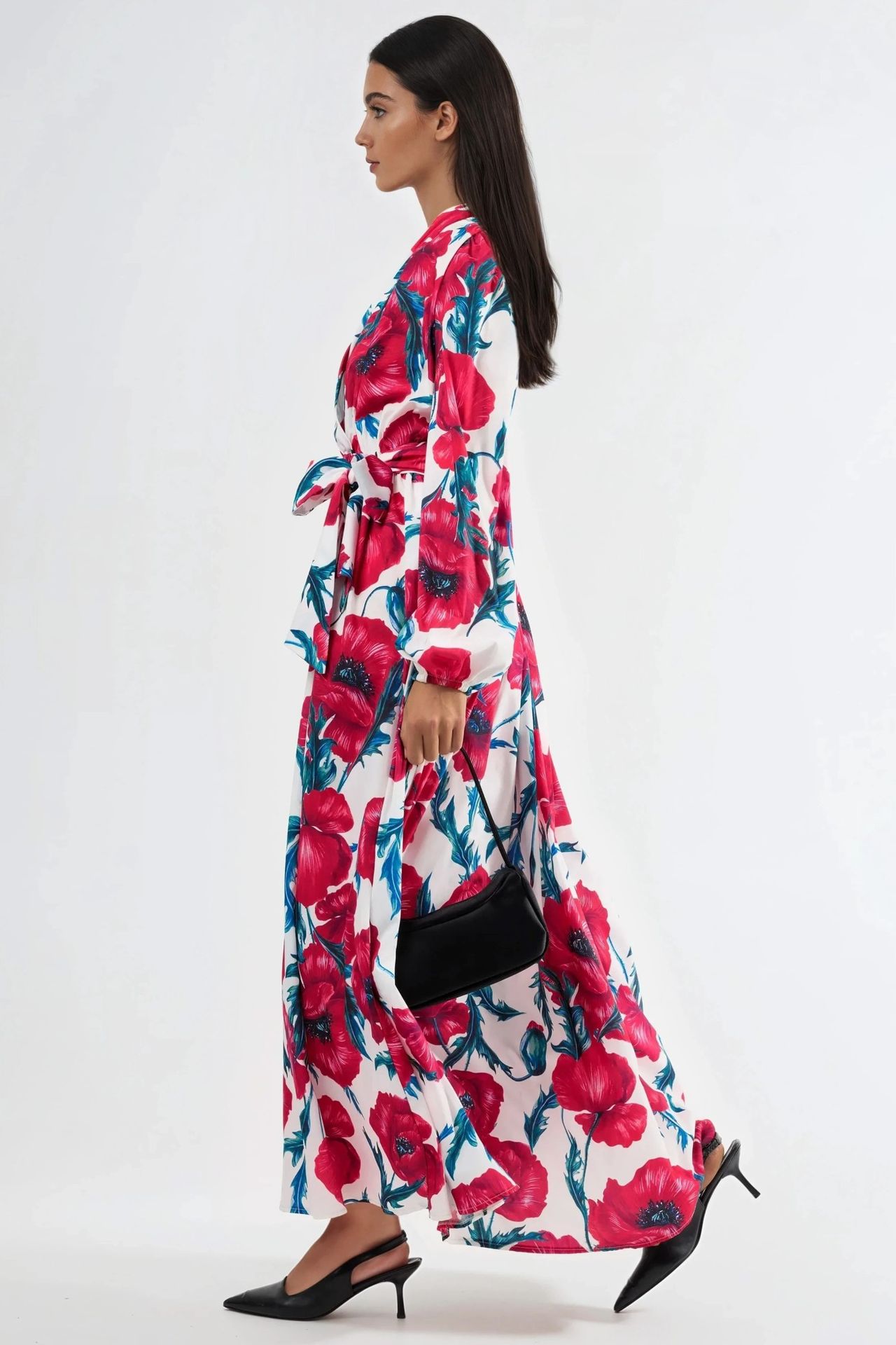 MSN Floral Tie-Front Maxi Dress 4