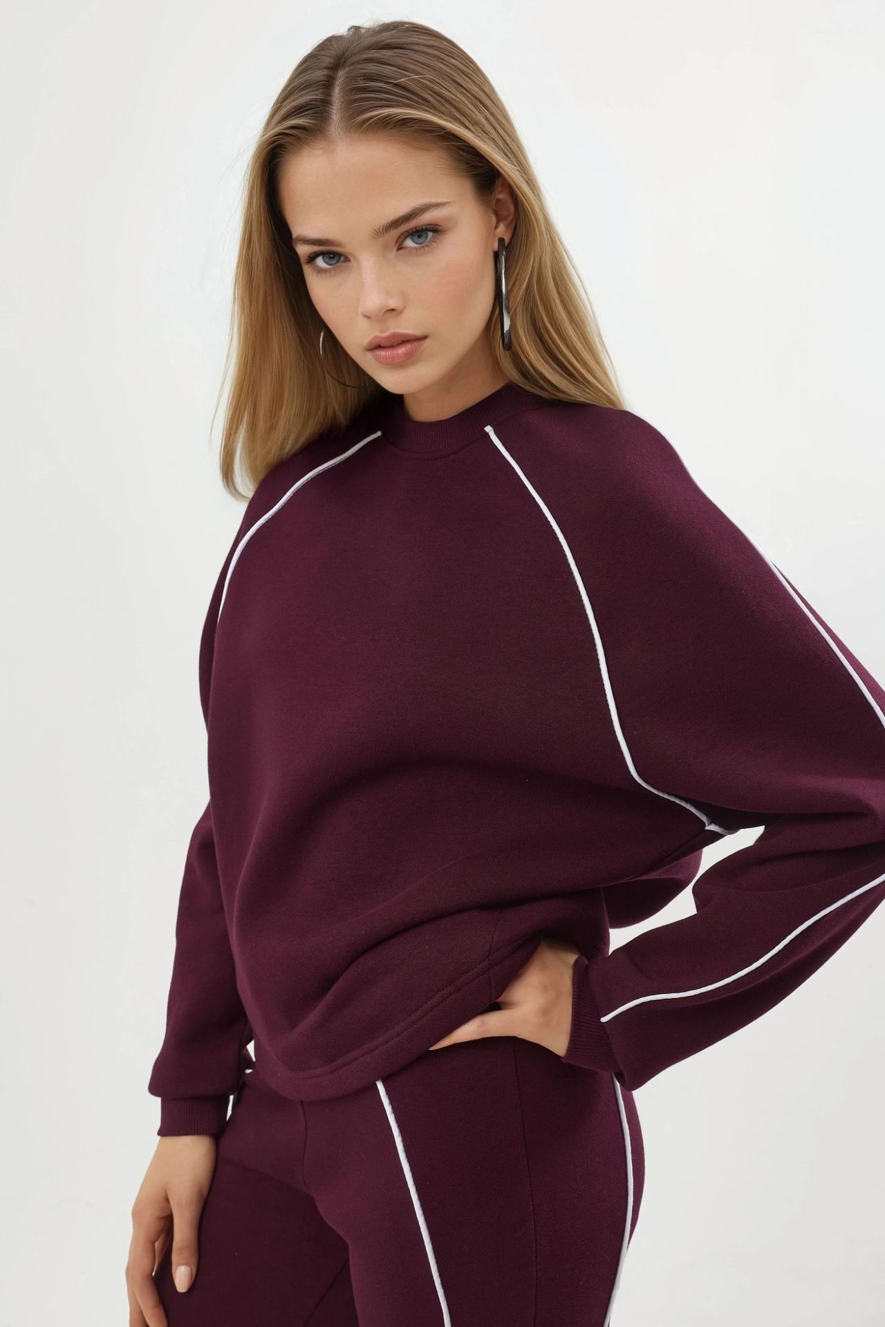 BUSEM Contrast Binding Long Sleeve Sweatshirt 2