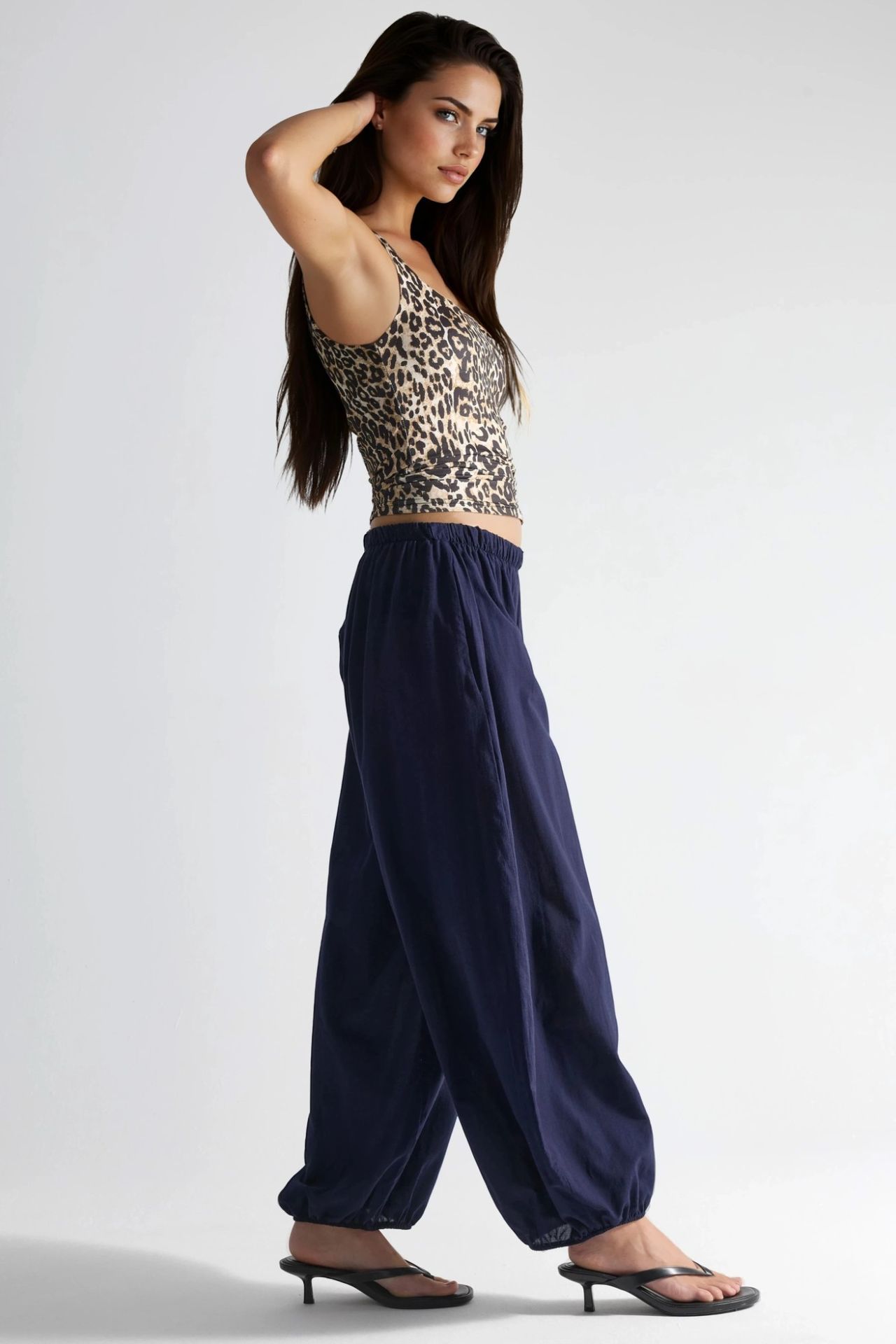 BUSEM Elastic Waist Balloon Pants with Pockets 3