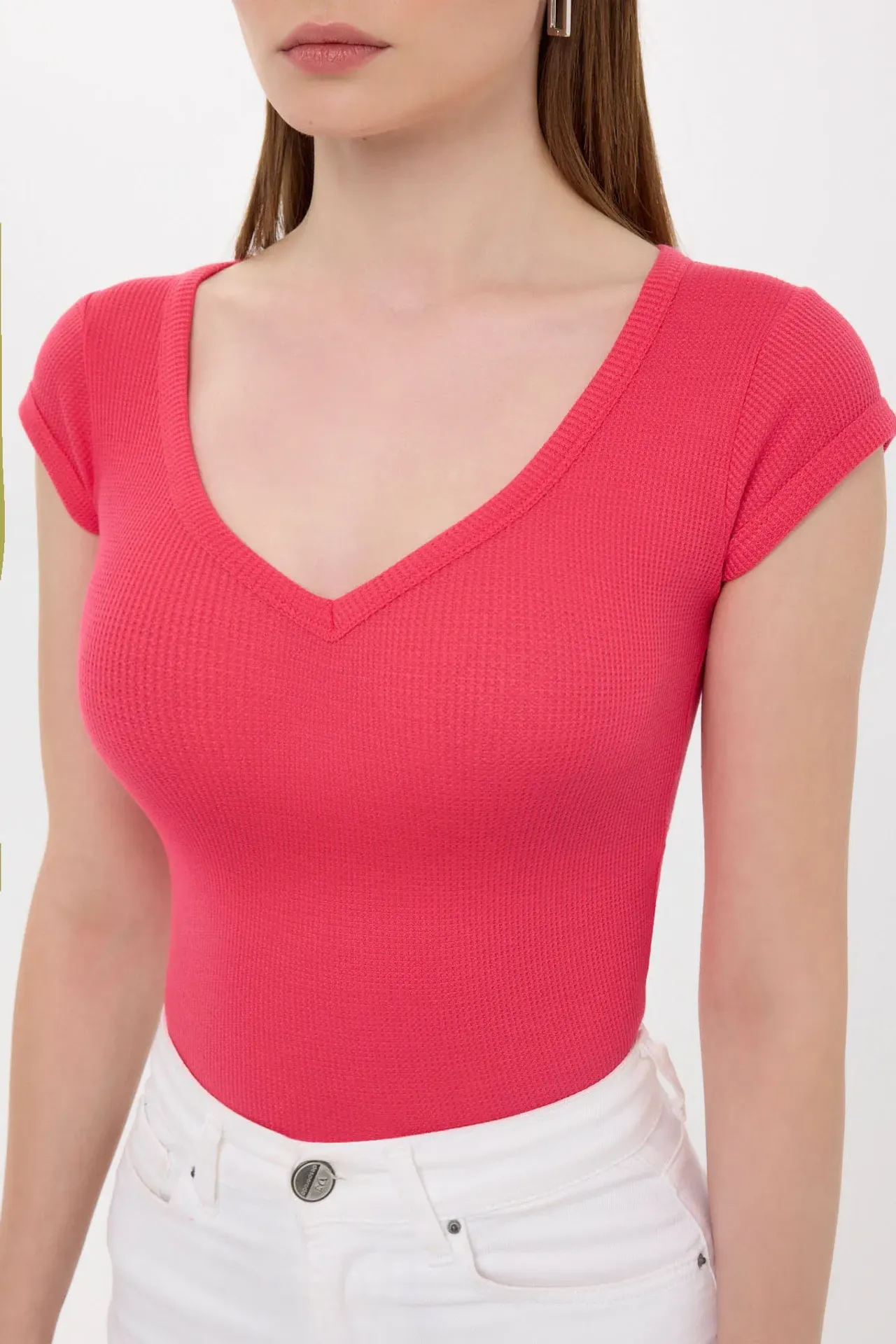 V-Neck Cap Sleeve T-Shirt