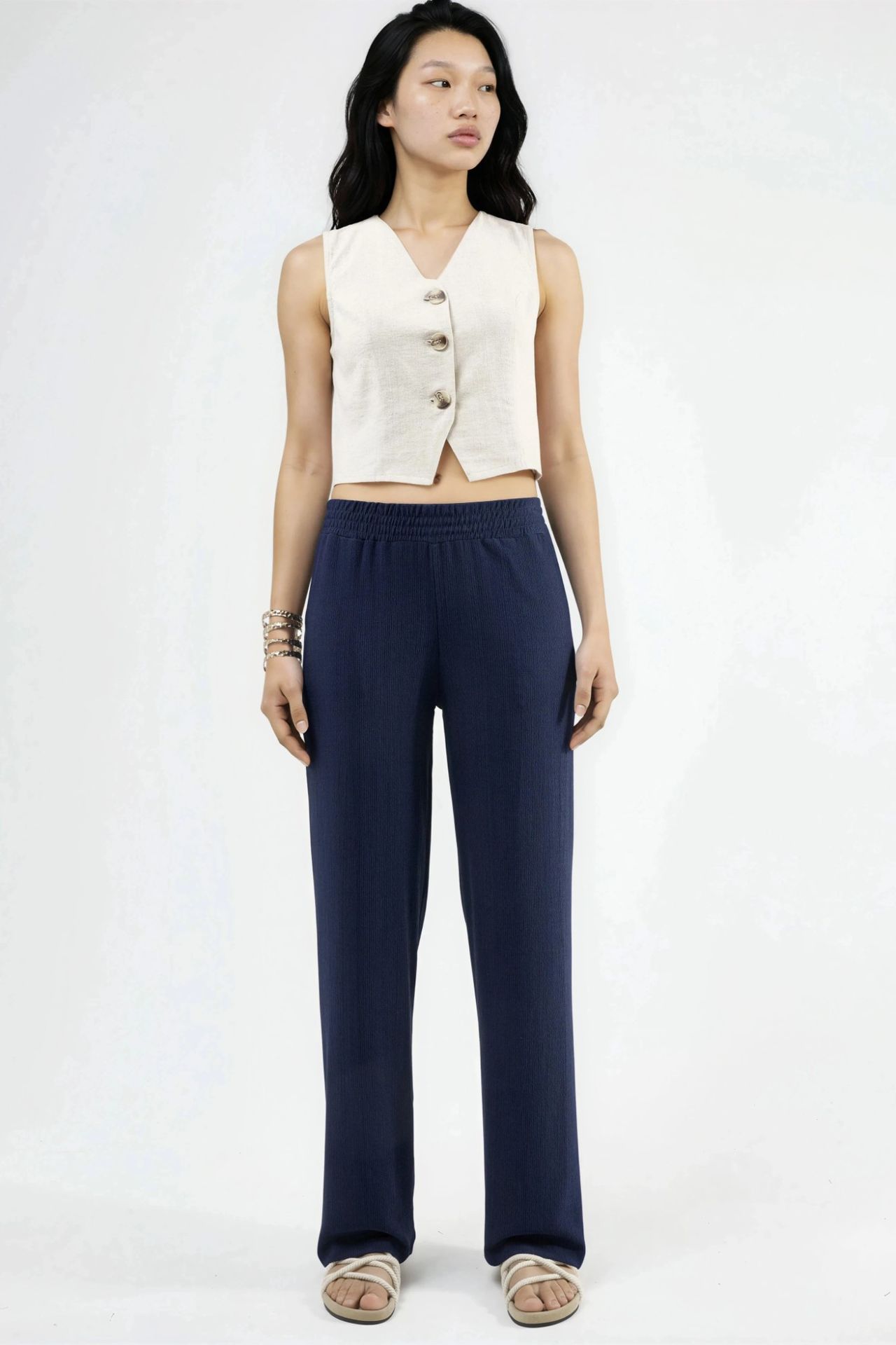 Straight Leg Textured Pants Ellie Collection 6