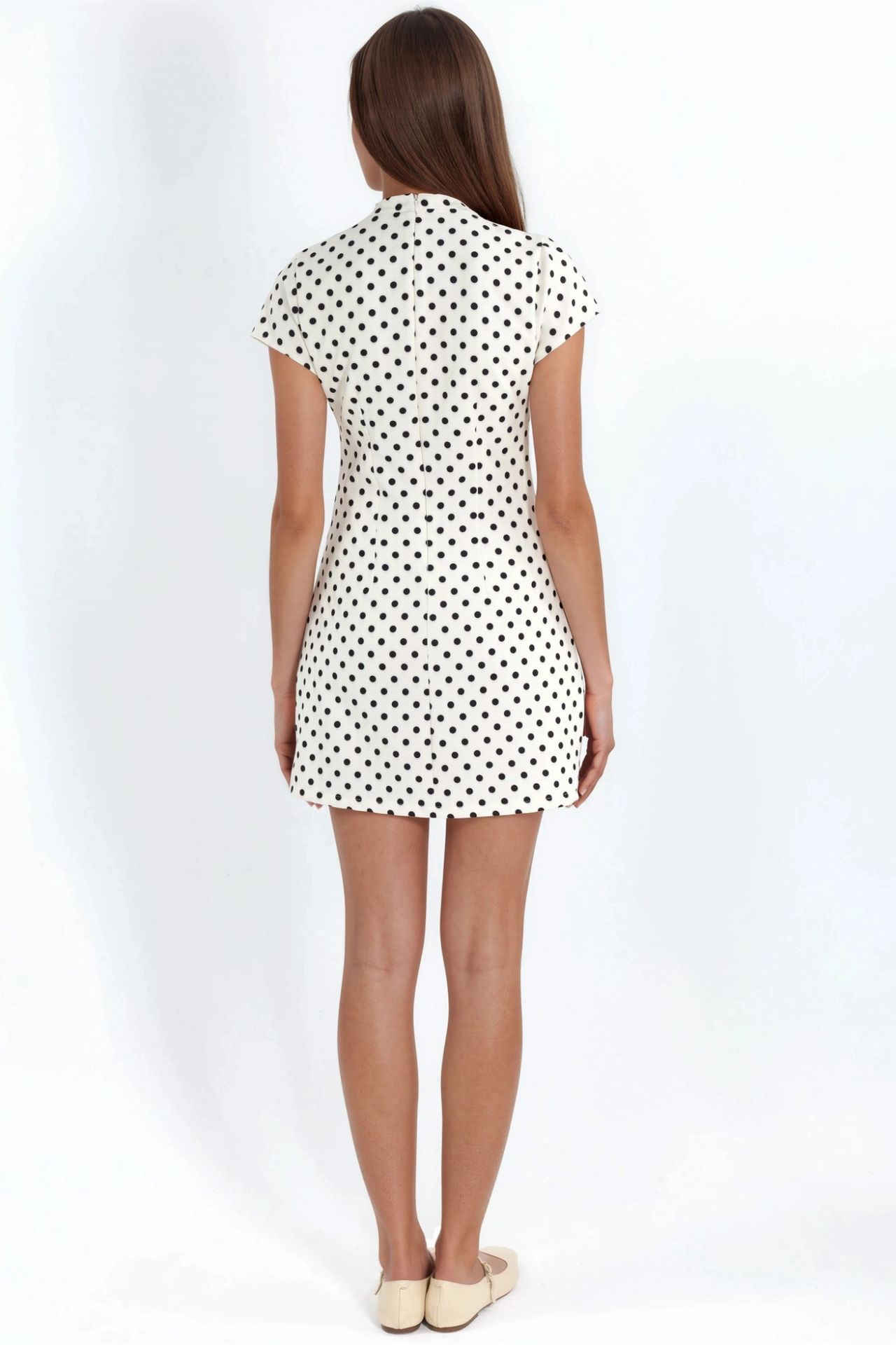 U-Neck Polka Dot Mini Woven Dress 5