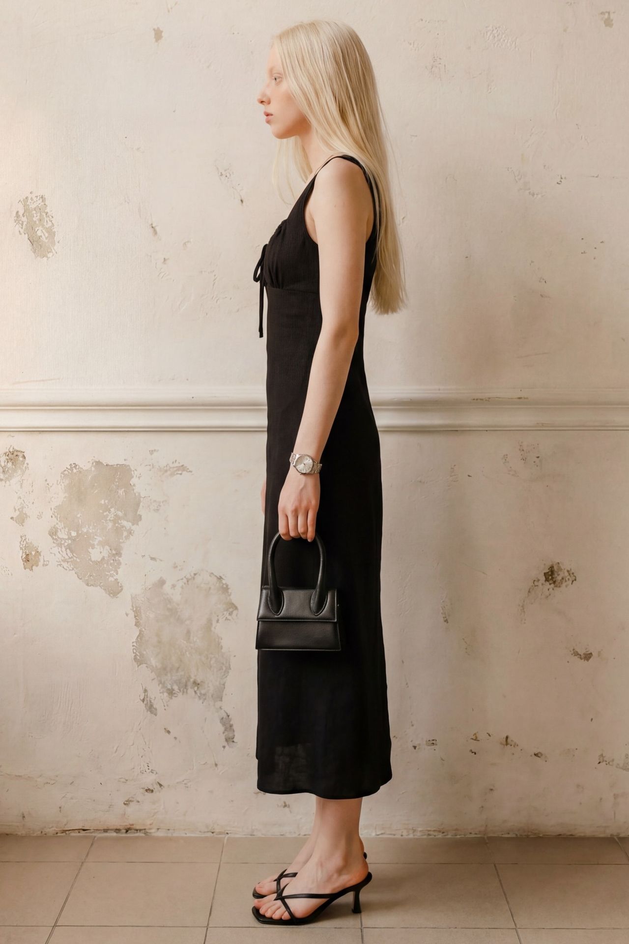 MY FASHION Midi Linen Dress with Tie Detail 2