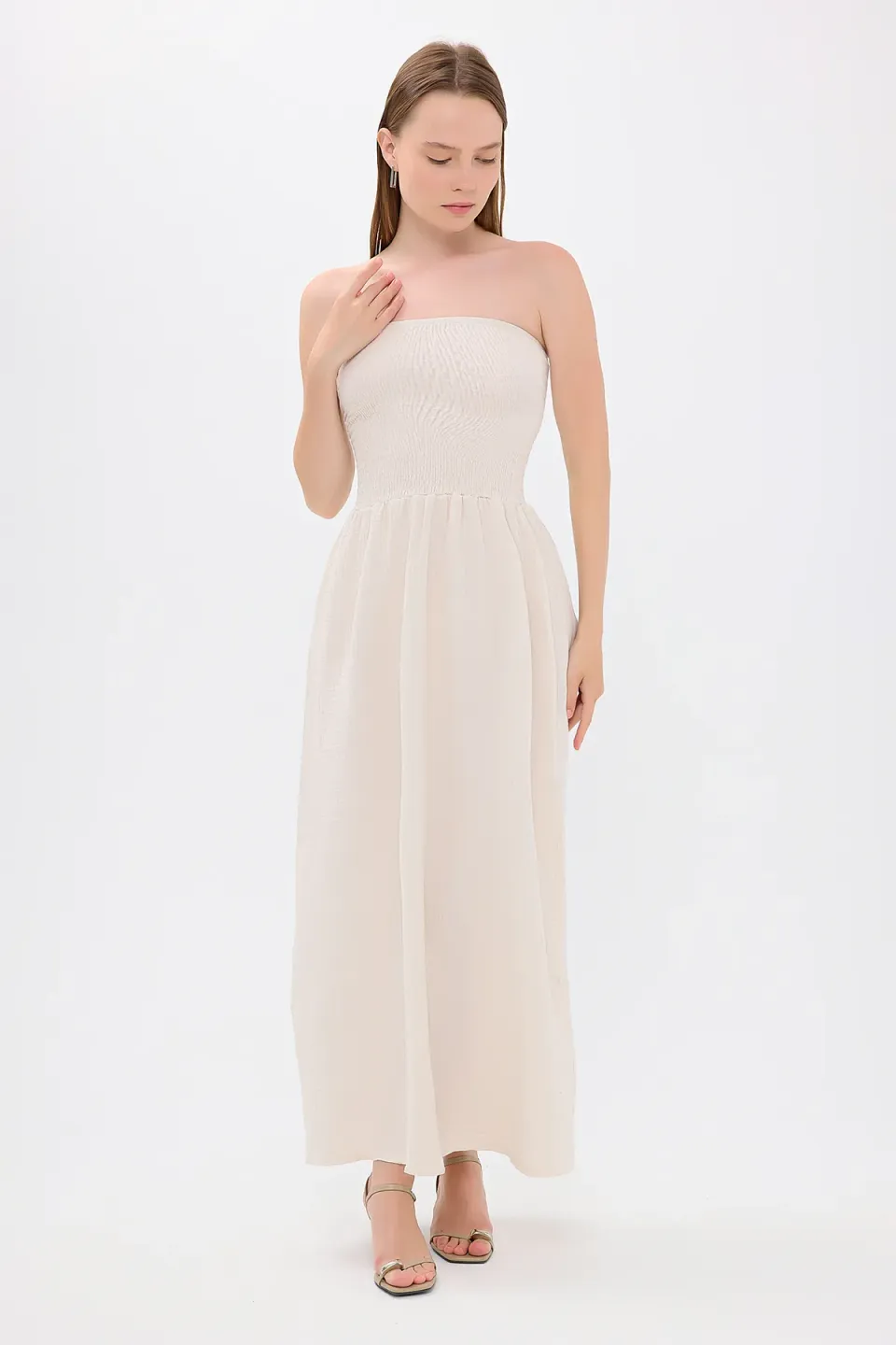 Strapless Smocked Maxi Dress