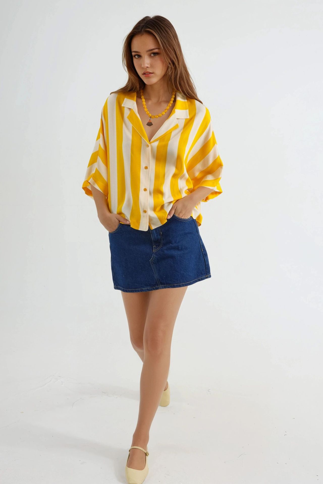 BUSEM Relaxed Fit Striped Button-Up Shirt 5