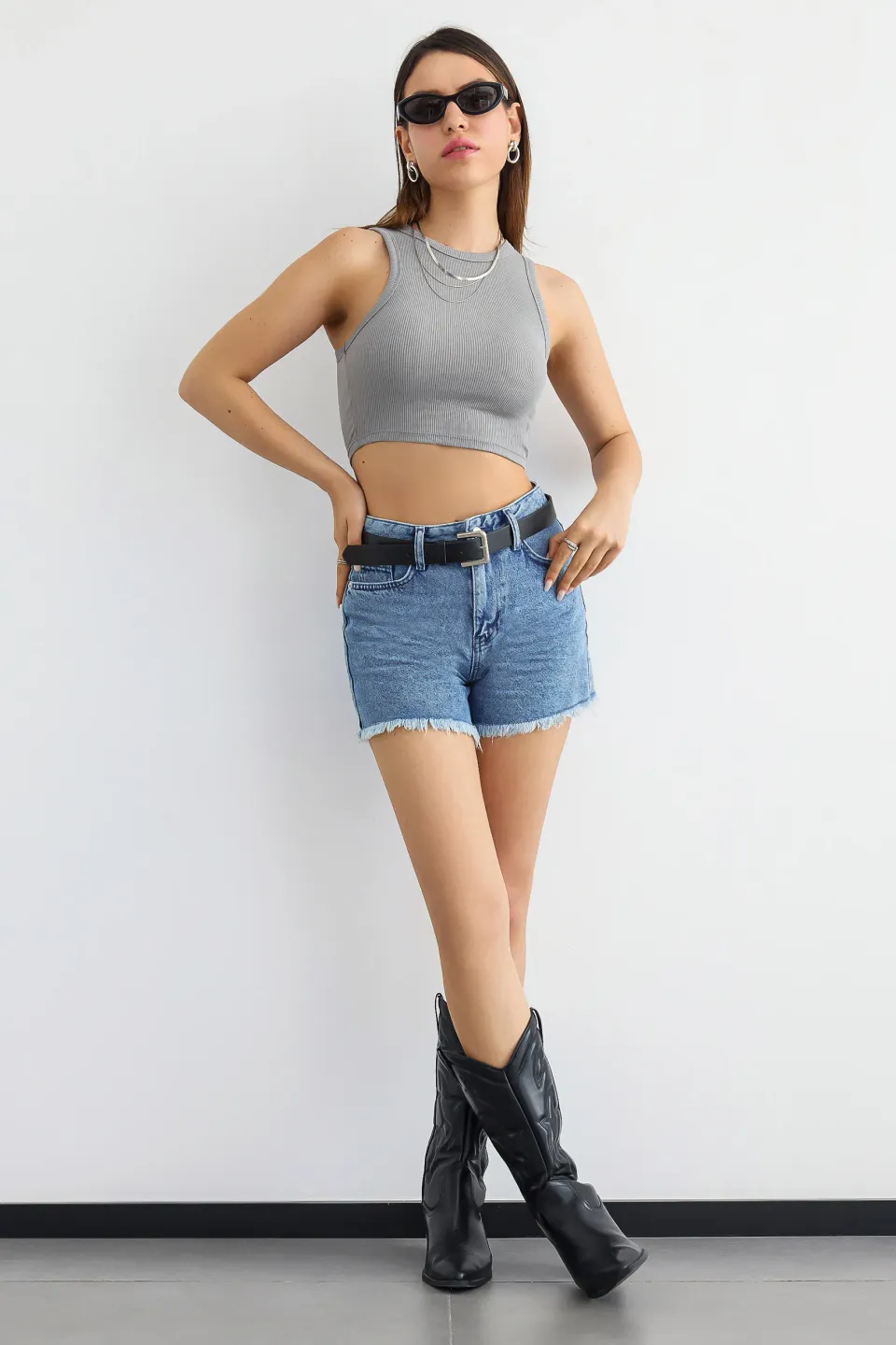 Basic Woven Crew-Neck Tank Top