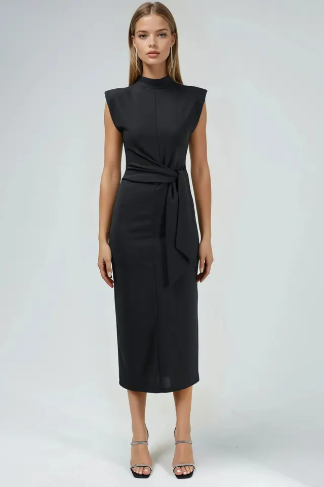 BUSEM Sleeveless Fitted Midi Dress With Tie Detail