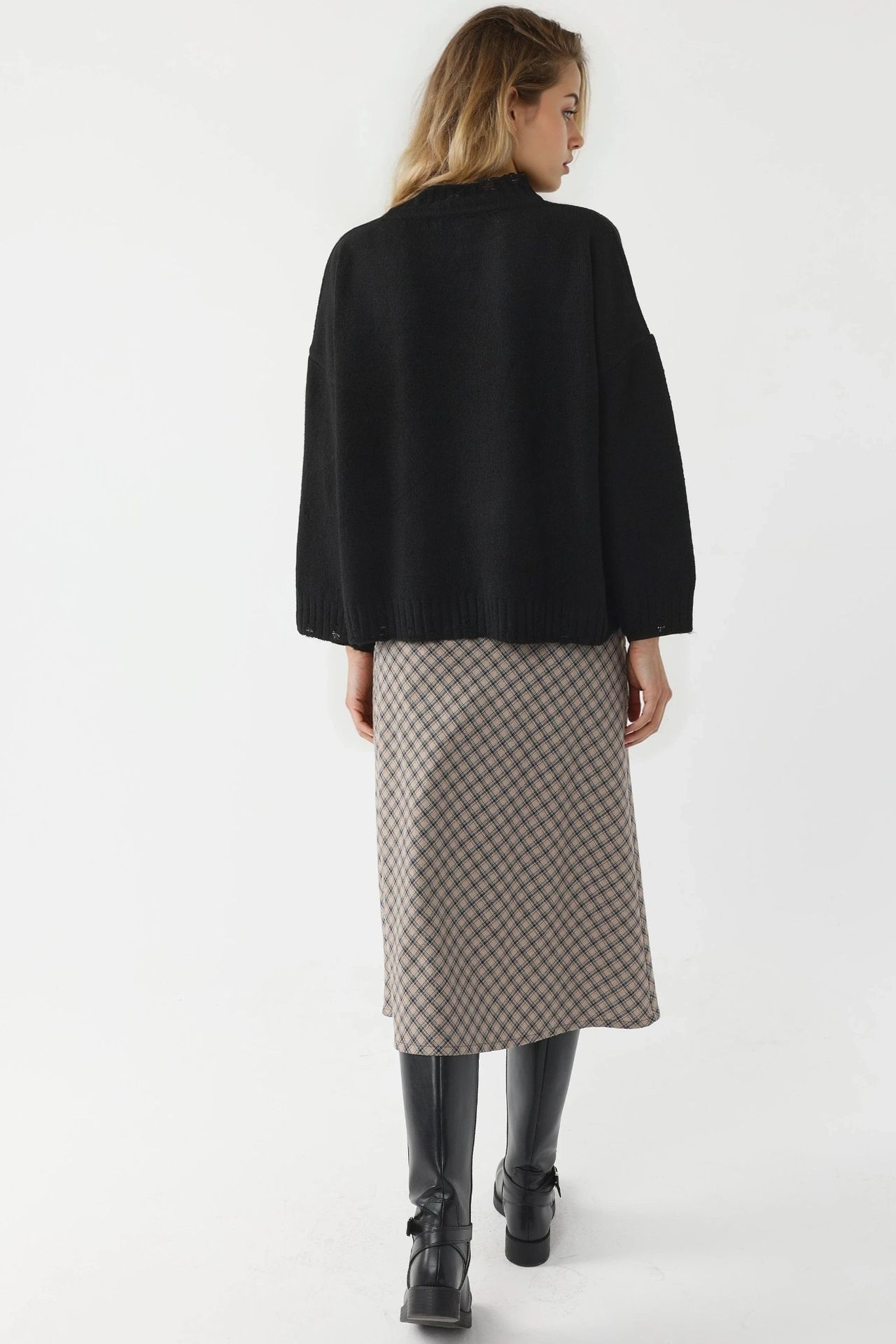 MY FASHION Oversized Textured Knit Sweater with Crew Neck 3