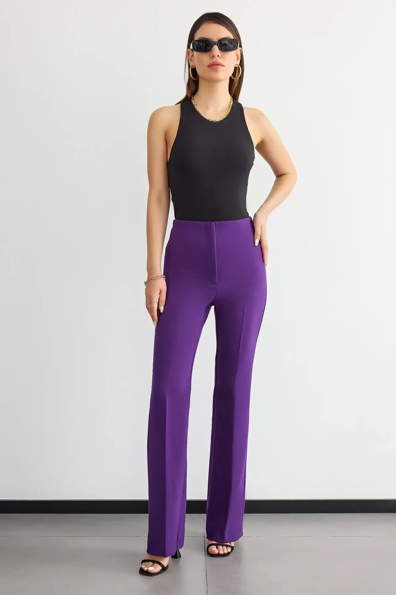 High-Waist Straight-Leg Trousers