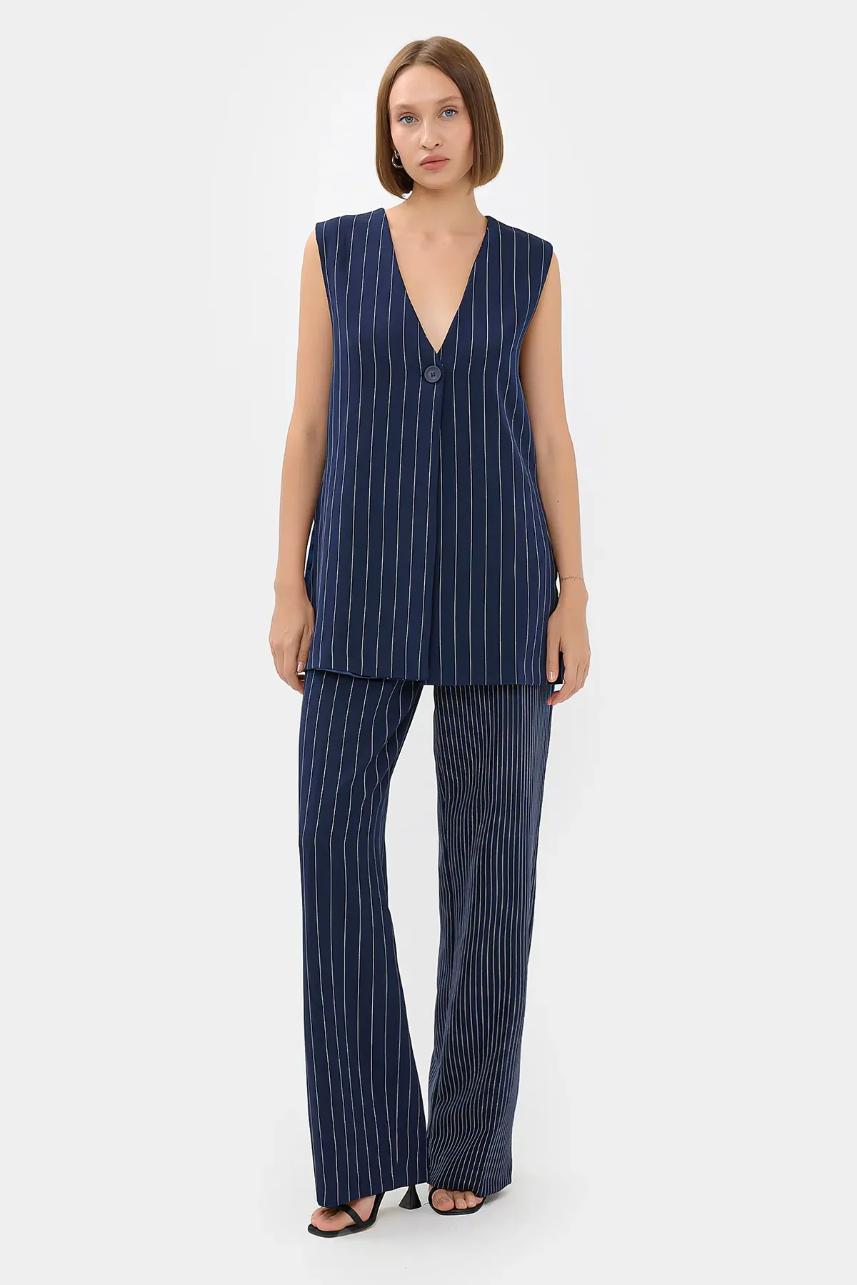 Striped V Neck Waistcoat 3