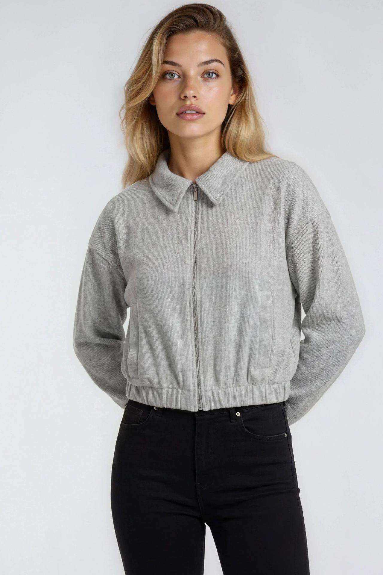 MIXRAY Relaxed Fit Zipper Jacket with Pockets 2