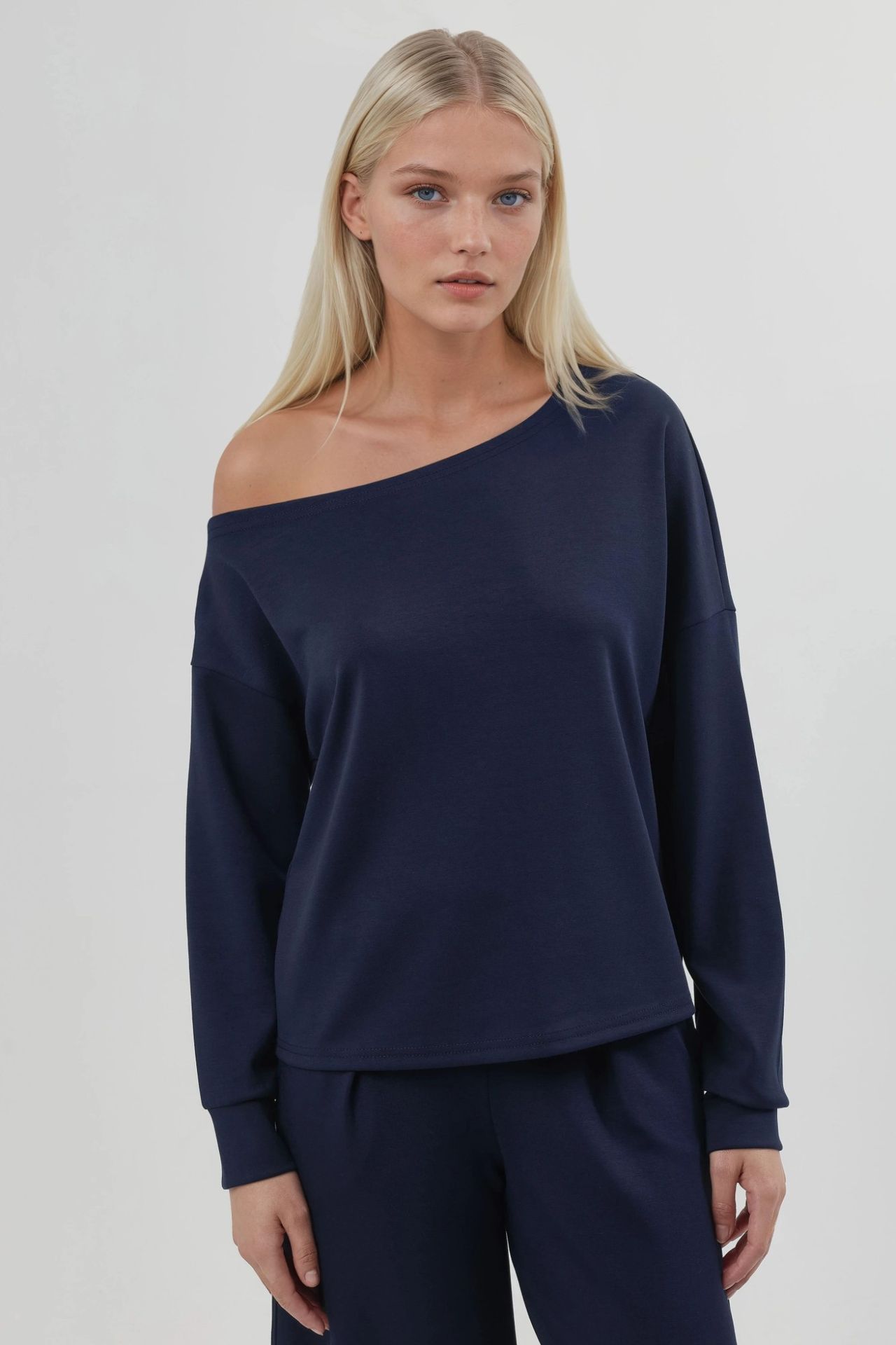 BUSEM Asymmetrical Collar Relaxed Fit Sweatshirt 7