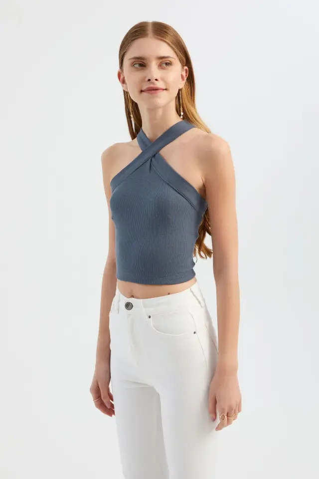 Halter Neck Cross Front Crop top