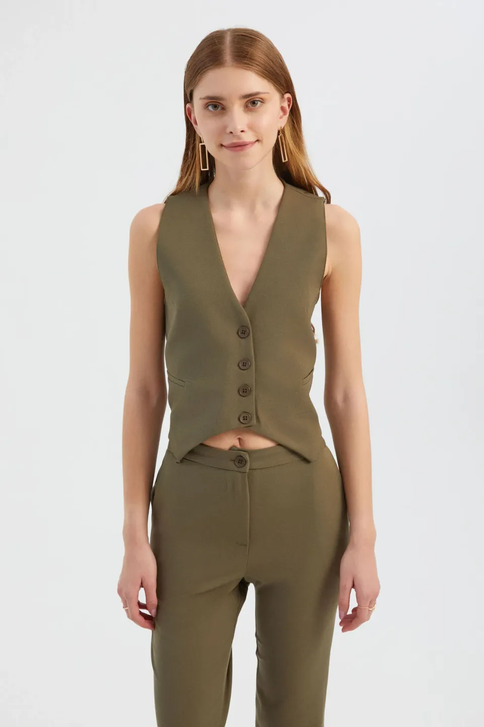 V Neck Buttoned Waistcoat