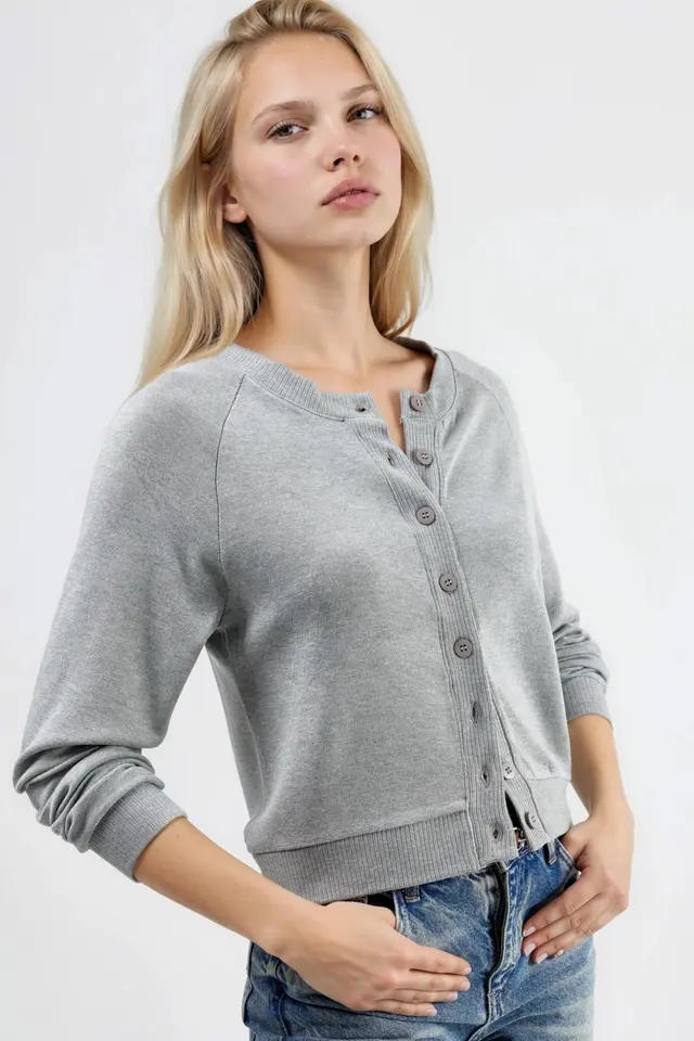 BUSEM Crew Neck Buttoned Cardigan