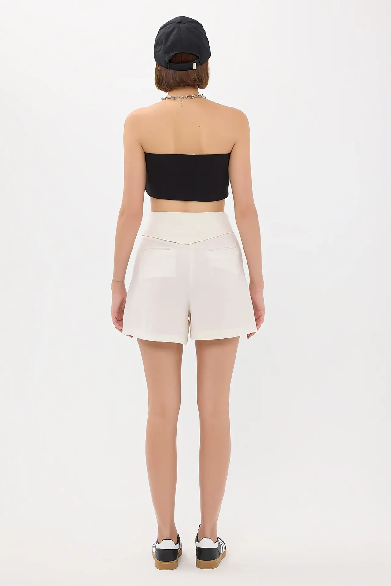 High-Waist Belt-Detailed Woven Shorts