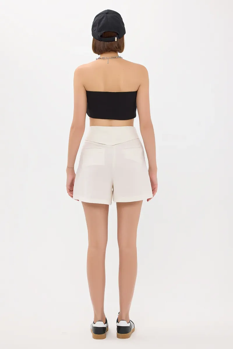 High-Waist Belt-Detailed Woven Shorts 4