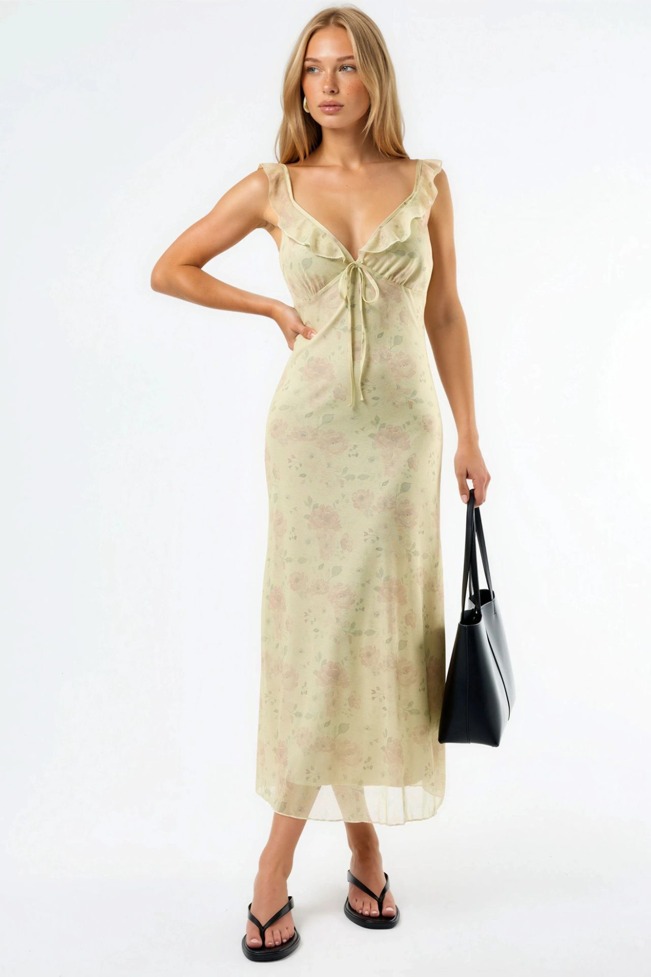 Floral V-Neck Midi Dress 5