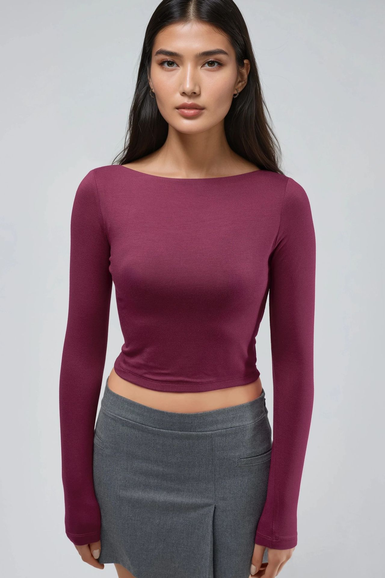 BUSEM Slim Fit Cropped Blouse with Back Cut-Out 2