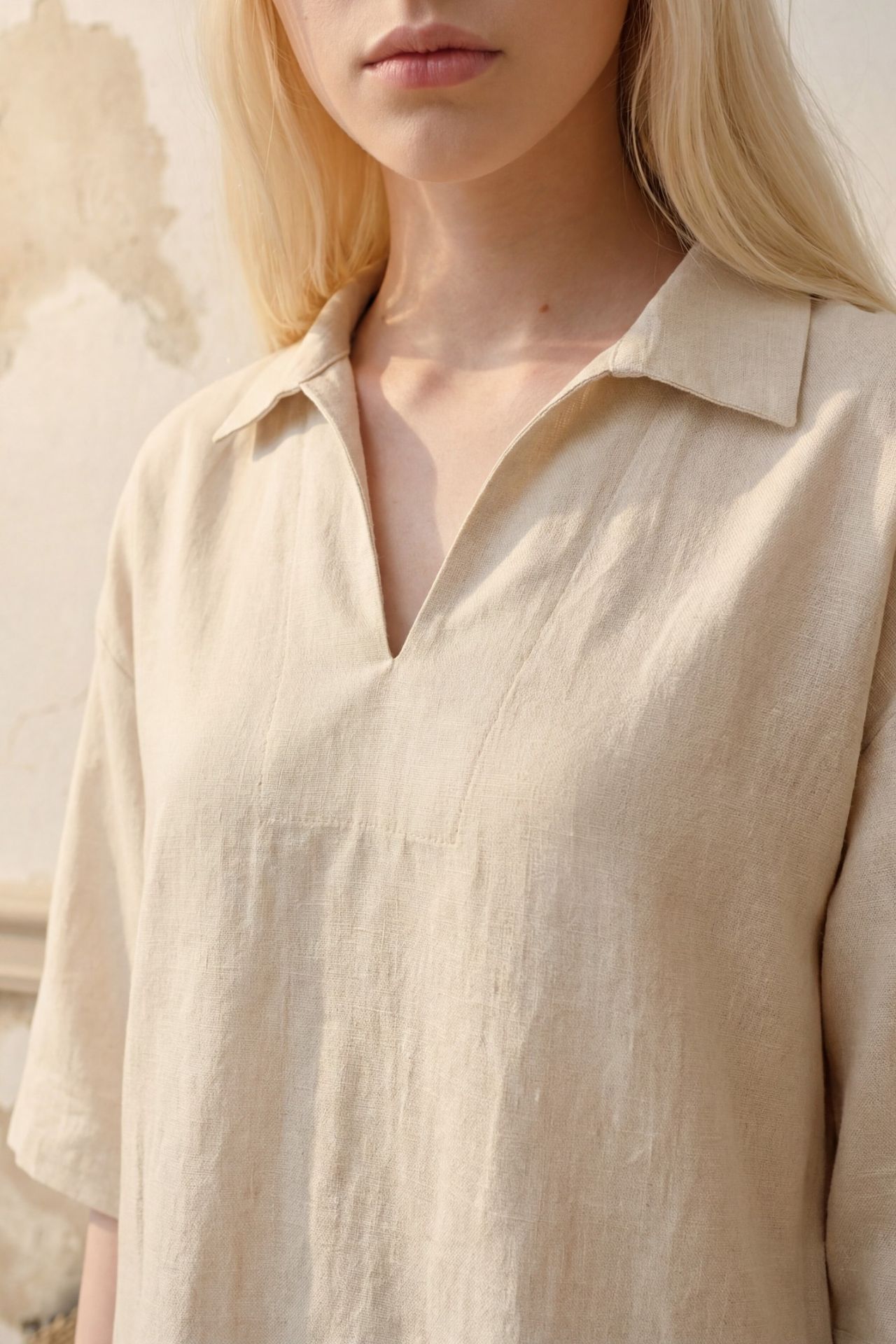 MY FASHION Polo Collar Mini Dress with Three Quarter Sleeves 4