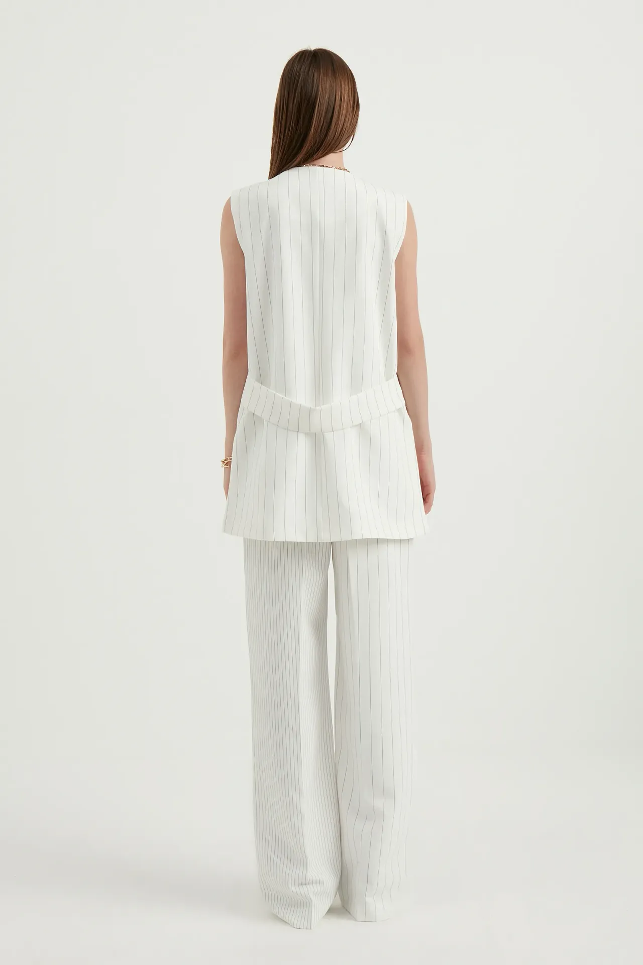 Striped High Waist Straight Leg Trousers