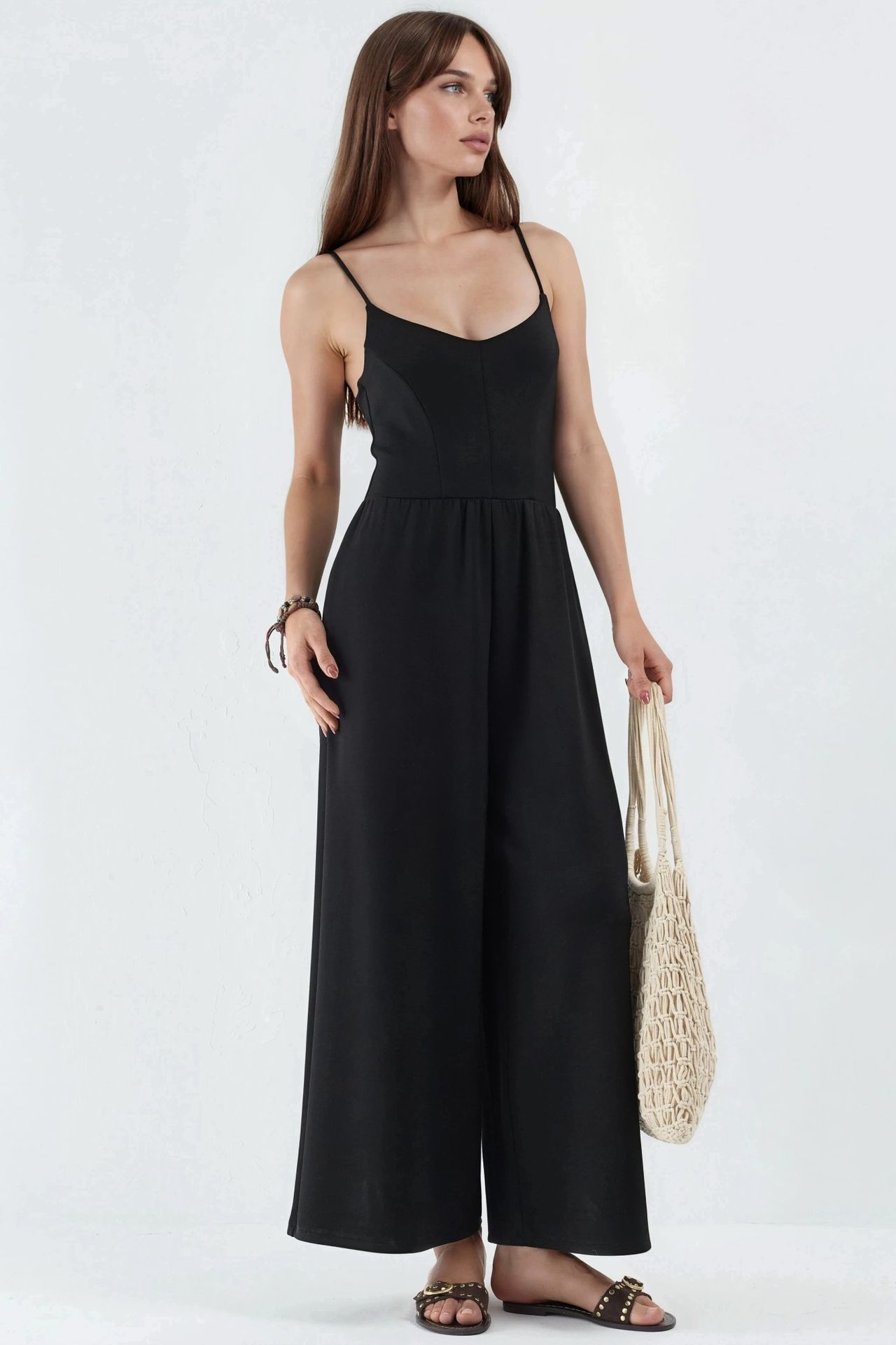 Modal Touch V-Neck Long Knit Jumpsuit 6