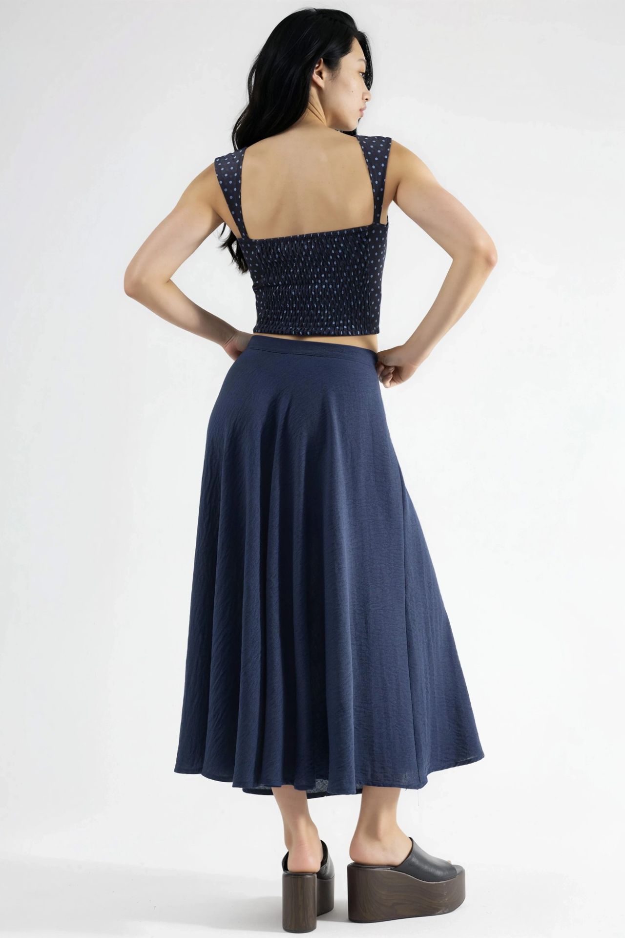 BUSEM High Waist Textured A-Line Maxi Skirt 3