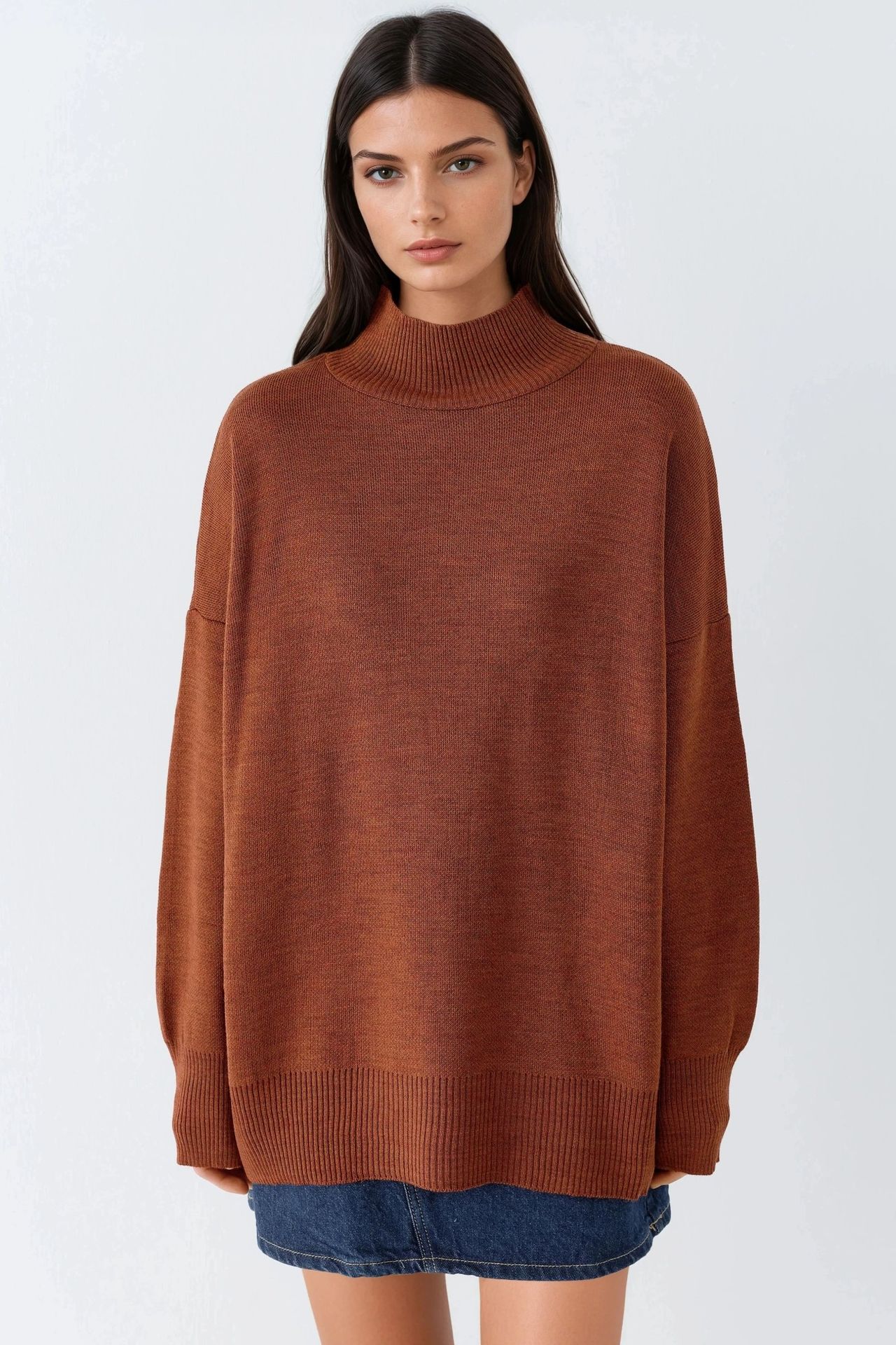 MY FASHION Oversized Half Turtleneck Knit Sweater 7
