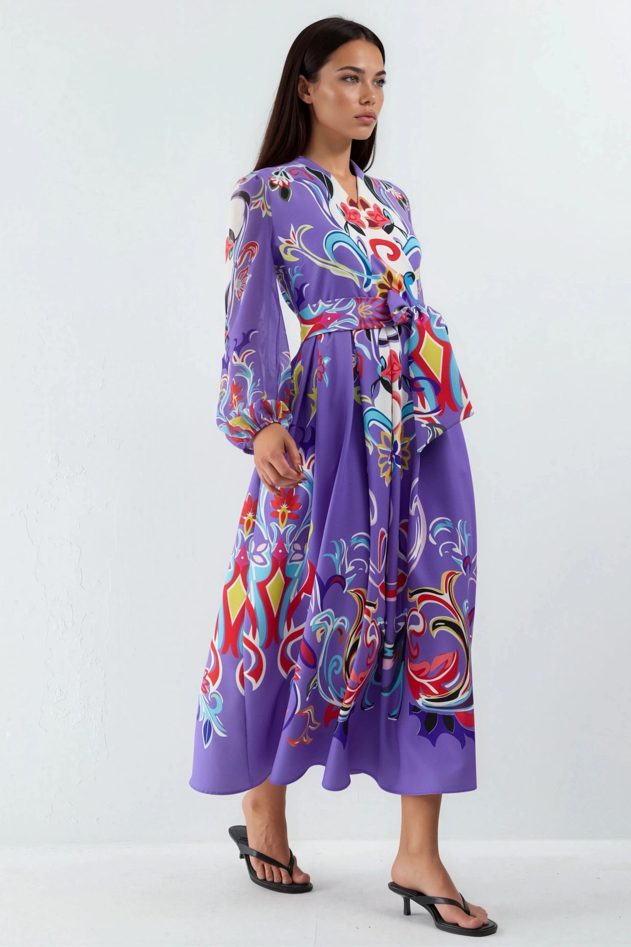 MSN Floral Print Maxi A-Line Dress 2