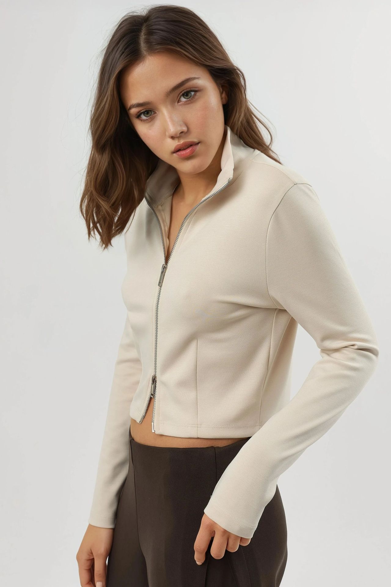 BUSEM Fitted Knitted Jacket with Zipper Closure 3