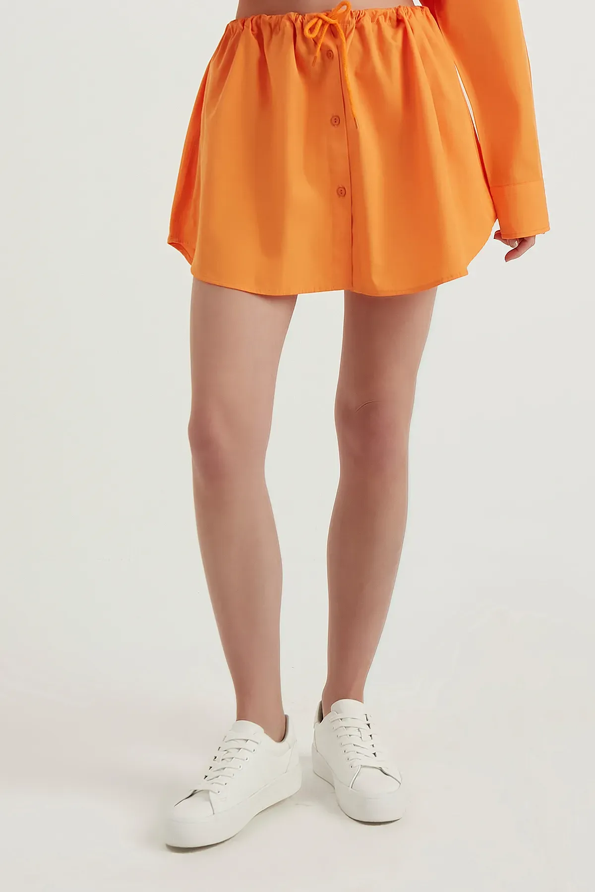 Yüksek Bel Fermuarlı Mini Etek 2