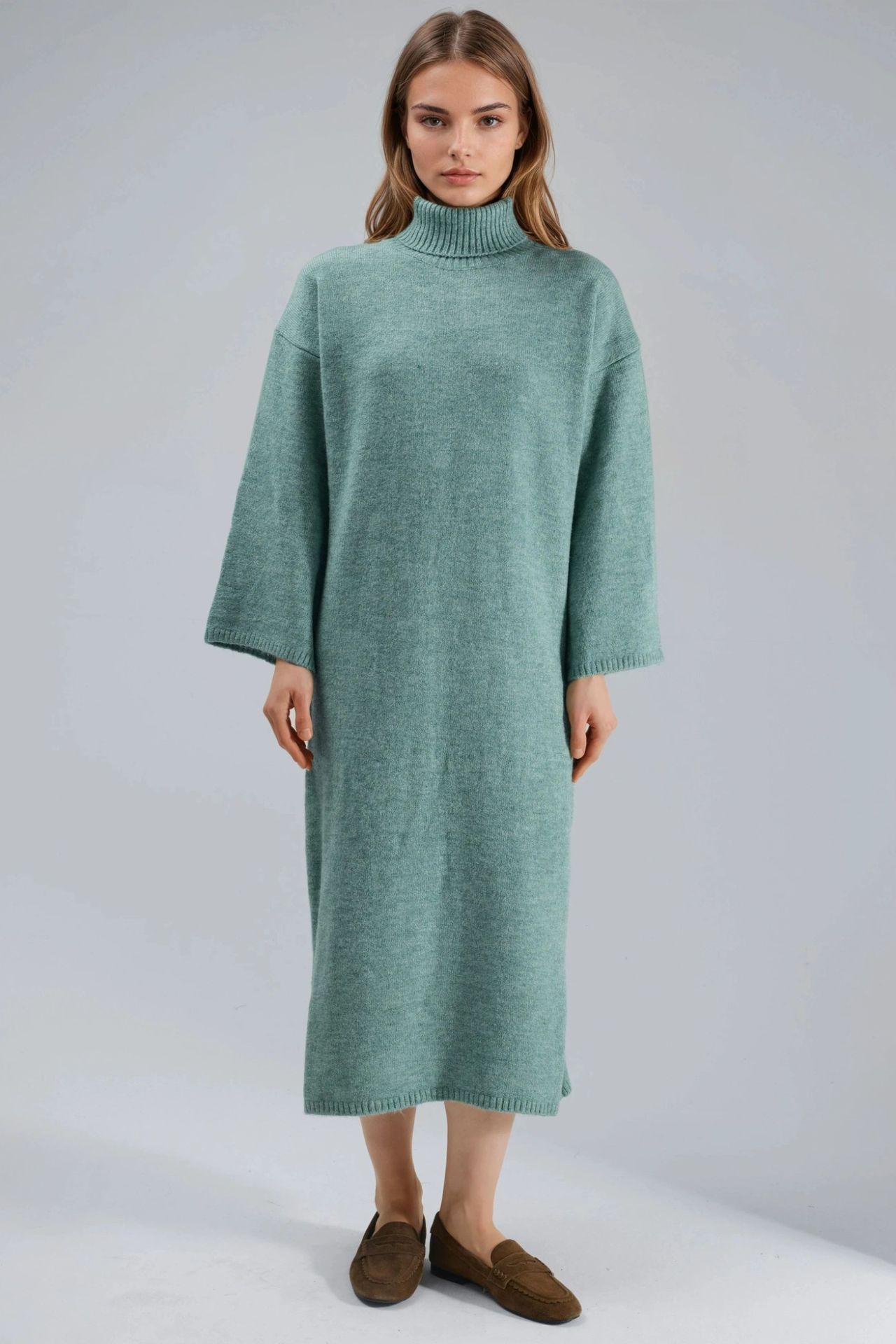 MY FASHION Ribbed Turtleneck Maxi Knit Dress 5