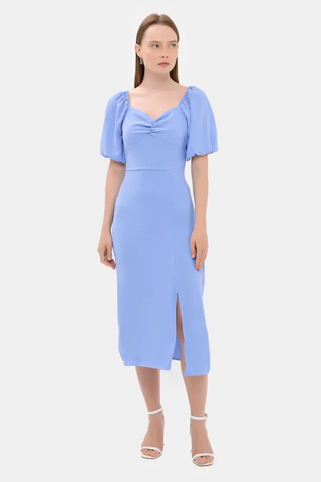 Sweetheart Neck Midi Dress with a Side Slit