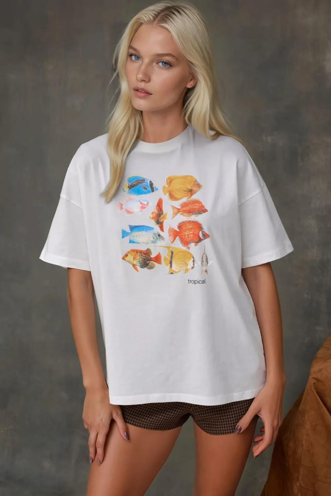 %100 Cotton Oversized Printed Crew Neck Cotton T-Shirt 5