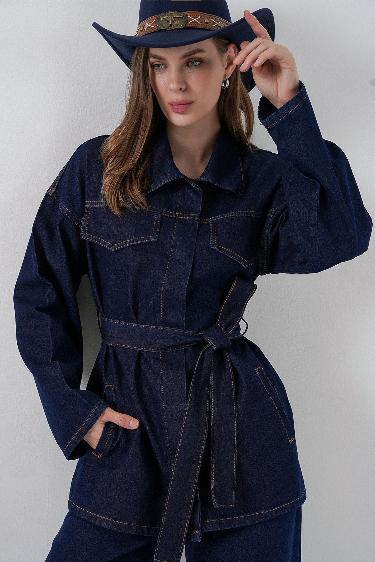 BDART Denim Set with Pocket Detailed Jacket and Straight Leg Pants