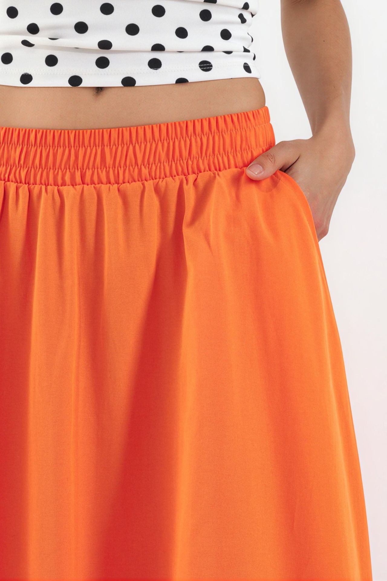 BUSEM Elastic Waist Midi Skirt with Pockets 4