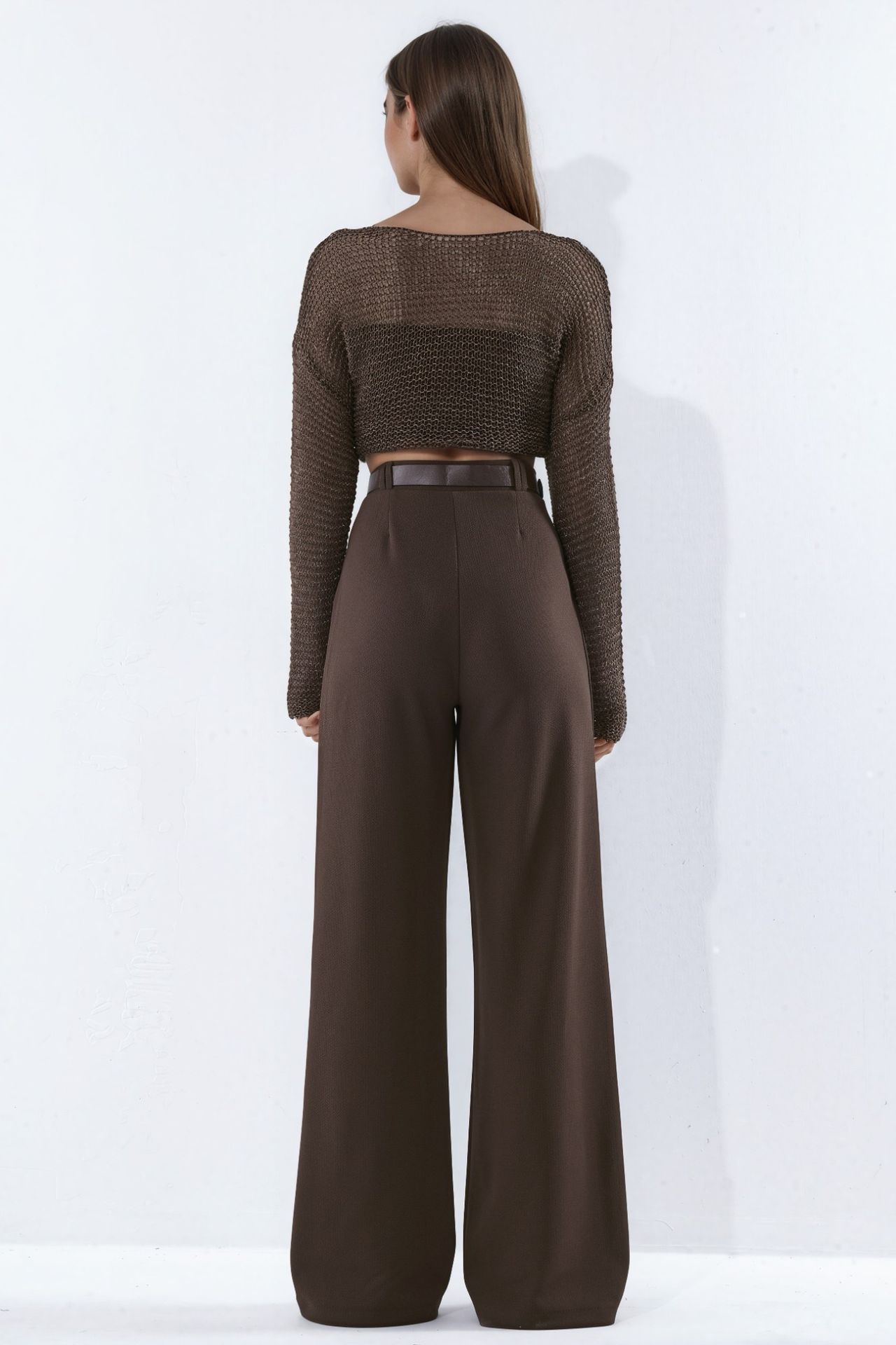 Belted Stretch Palazzo Pants