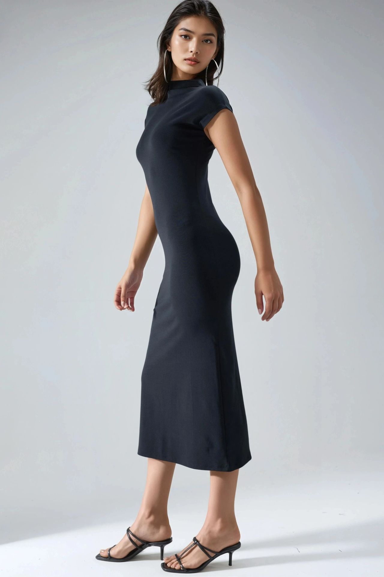 BUSEM Slim Fit Crew Neck Midi Dress 4