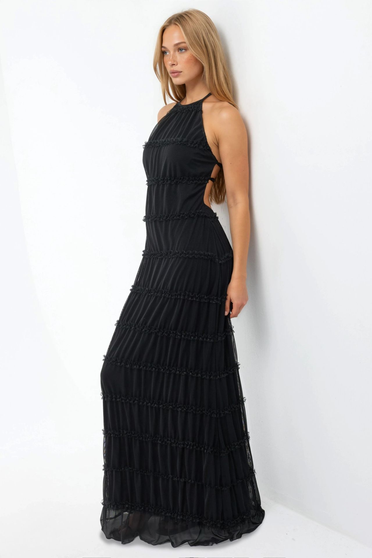 Halter Neck Textured Maxi Dress 5